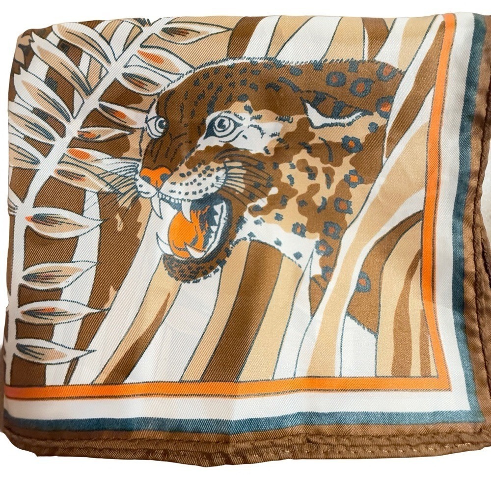 Scarf Oblong Women 13x43 Brown Leopard Safari Tropical Jungle Print Vintage
